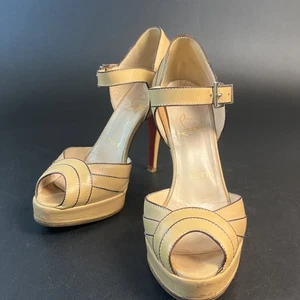 Christian Louboutin Beige Leder City 120 Plateau Sandale 4" Absatz EU 35,5 US 5 - Bild 1 von 14