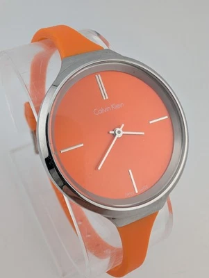 Calvin Klein Lively Swiss Watch Women 34mm Case Orange Silicone Band New Battery - Image 1 of 4