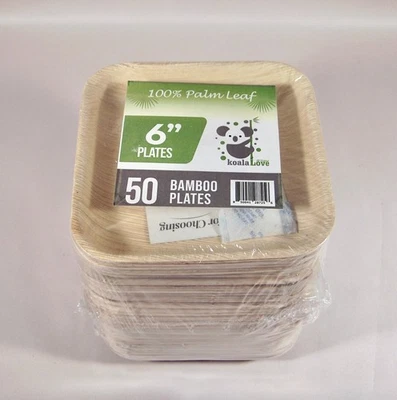 Platos de bambú Koala Love 100 % hoja de palma 6" (50) Foto 1 de 2