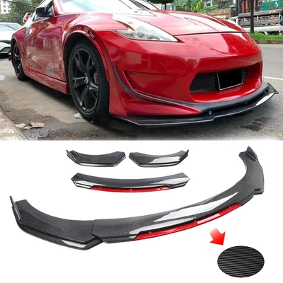 Carbon Fiber Red Front+Bumper Lip Spoiler+Splitter Kits For Nissan 350Z 370Z Foto 1 de 4