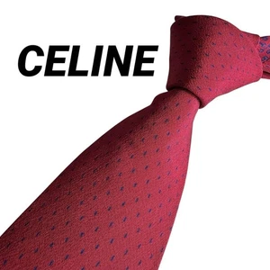 Celine Krawatte rot rosa gepunktet Luxus wunderschön stilvoll klassisch gebraucht K - Bild 1 von 5