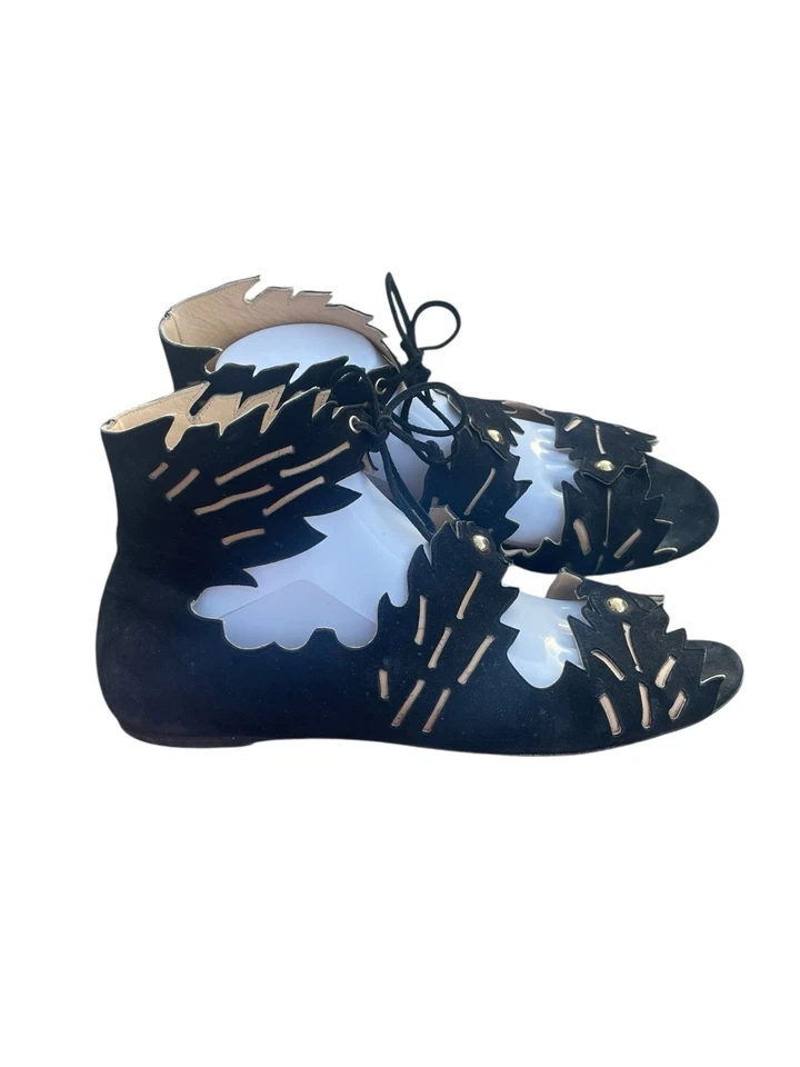 Charlotte Olympia Eve Leaf Cut Out Suede Sandals, Size 11, EUC - Imagem 1 de 4