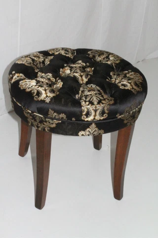 English Regency Style Maple Circular Bench with Tufted Seat Circa 1920's Cover