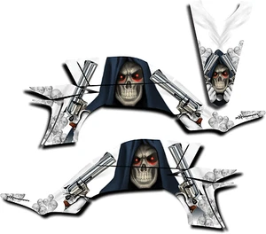 YAMAHA YFZ450 GRAPHICS DECAL KIT GRIM REAPER REVENGE YFZ 450 2003-2013 WHITE - Foto 1 di 1