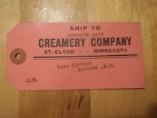 Granite City Creamery Cream Can Milk Dairy Tag Saint St Cloud Minnesota Farm