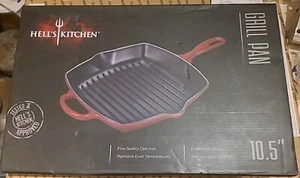 NIB HELL'S KITCHEN COOKWARE 10.5" CAST IRON GRILL RED ENAMEL - Picture 1 of 3