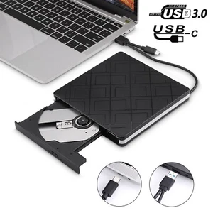 Lecteur CD DVD externe CD-RW DVD-R graveur combo USB 3.0 Type-C pour Windows 11 10 - Photo 1/7