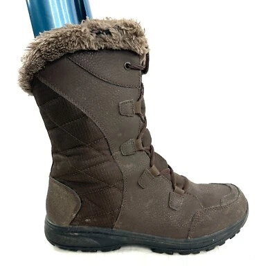 Columbia Ice Maiden II 女式 8 码棕色帆布皮革靴鞋带 YL52331 — 第 1/4 张图片