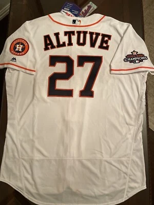 Rare 2017 WS Jose Altuve Houston Astros Authentic On-Field Majestic Jersey Sz 52 - Image 1 of 4