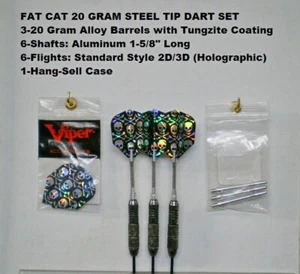 Dart Fat Cat Tungzite 20 Gramm Steel Tip Dart Set mit 2D/3D Skull & Bones Flights - Bild 1 von 5