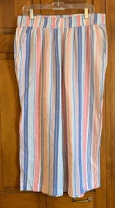 NUEVOS Pantalones informales Croft & Barrow de pierna ancha tiro medio a rayas soleadas para mujer - L - Imagen 1 de 5
