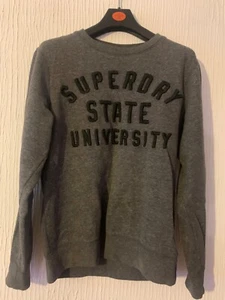 Superdry Hombre Jersey Medio Azul Premium Teñido Cuello Redondo Pullover Algodón - Imagen 1 de 2
