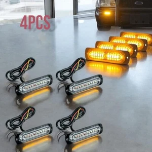 4x 12 LED Amber Strobe Recovery Lights Flashing Grille Beacon Lightbar for Truck - Picture 1 of 6