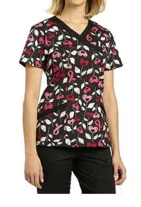 {XS} Uniforme médico de cruz blanca cinta impresa cuello en V que florece - Imagen 1 de 1