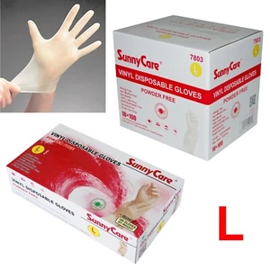 SunnyCare #7803 Vinyl Disposable Gloves Powder Free (Latex Nitrile Free) Large - Picture 1 of 12