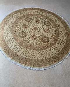 9’ Round Area Rug, Hand Knotted Rug, Wool Oriental Round Rug, Afghani Rug - Picture 1 of 9