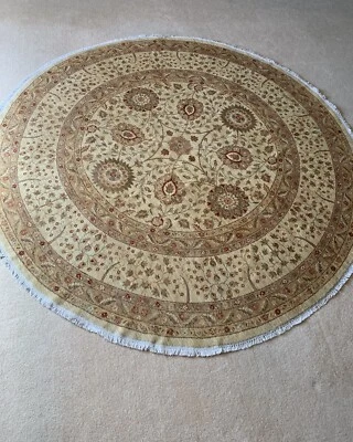 9’ Round Area Rug, Hand Knotted  Rug, Wool Oriental Round Rug, Afghani Rug - Image 1 of 4