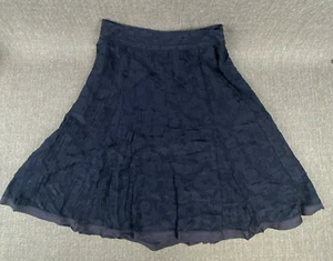 Talbots Petites 10 Women's Full Skirt 26" long Silk/Cotton Navy Blue Lightweight - Picture 1 of 11