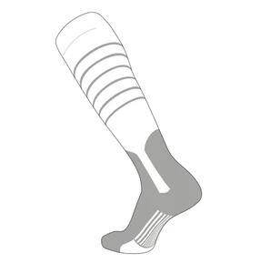 TCK Elite Baseball Knee High Stirrup Socks (D, 7in) White, Grey, White, Grey - Picture 1 of 1