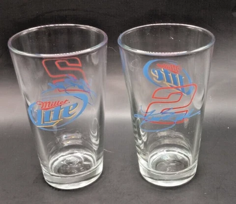 Miller Lite Nascar Kurt Busch #2 Set of 2 16oz Glasses Cover
