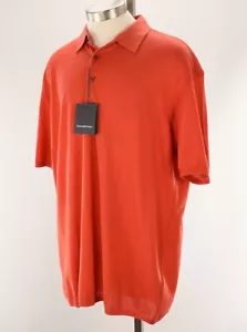 ERMENEGILDO ZEGNA Orange Lightweight Mesh Short Sleeve Polo Shirt 58 3XL NWT - Picture 1 of 3