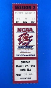 1998 NCAA Basketball South Region Final Ticket Stub - Kentucky Wildcats - Duke - Picture 1 of 2