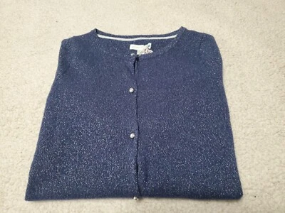 Garnet Hill NEW Kids Cashmere Blend Metallic Cardigan Sweater SZ XL  - Image 1 of 4