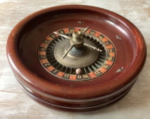 Roulette Wheel 1890 Antique Mahogany Paris France Au Paradis Des Enfants 11 inch - Picture 1 of 7
