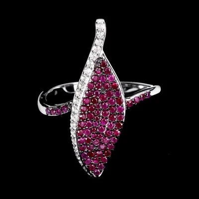 925 Sterling Silver Ring Ruby Myanmar Round Diamond Cut Topaz Gemstone Size 7 - Image 1 of 4