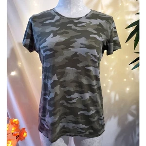 PINK Victoria's Secret Perfect Crew Camo Short Sleeve Tee Women's S Green Top - Picture 1 of 5