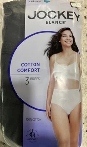 New Jockey Women's Plus Size 8 XL Elance Brief - 3 Pack 100% Cotton Black - Picture 1 of 5