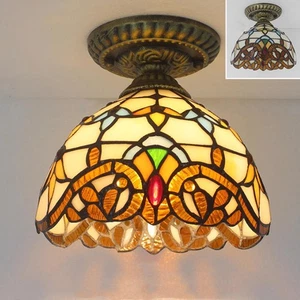 Retro Tiffany Style Mini Chandelier Antique Stained Glass Shade Corridor Light - Picture 1 of 5