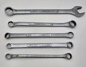 LOT OF 5 Vintage Craftsman USA Double Box Wrench -v- SAE -vv-  - Foto 1 di 4
