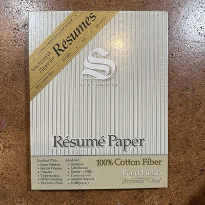 Papel de currículum Southworth 100 % fibra de algodón con marca de agua 24 lb 8,5 x 11" marfil R141CF Foto 1 de 4