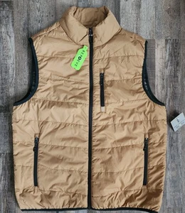 FREE COUNTRY Mens Puffer Vest Size Medium Bronze Tan Standing Collar NWT - Picture 1 of 9