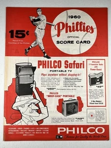 6-2-1960 MIL Braves @ PHI Phillies Program - Hank Aaron HR #189 / Spahn Win #270 - Picture 1 of 5