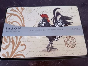 Jason New Zealand 4 Cork Backed Placemats Rooster 17”x 11” NIB - Picture 1 of 8