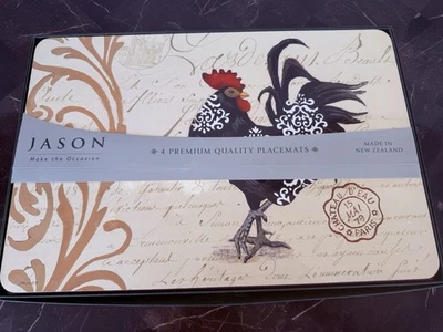 Jason New Zealand 4 Cork Backed Placemats Rooster 17”x 11” NIB - Image 1 of 4