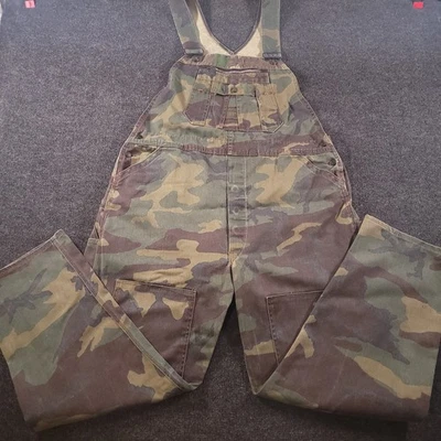 Vintage Liberty Camo Overalls Hunting Pants Made in USA Double Knee Denim 48x32 - Image 1 of 4