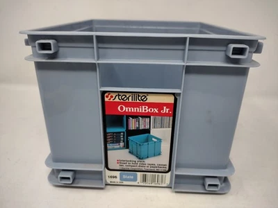 Vintage Sterilite Omnibox jr. slate VHS CD Cassette Paperback storage mini tote - Image 1 of 4