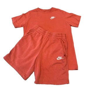 Nike Youth Boys 2 Piece Set Fleece Shorts EUC Medium The Nike Logo Tee Lrg NWOT - Picture 1 of 8