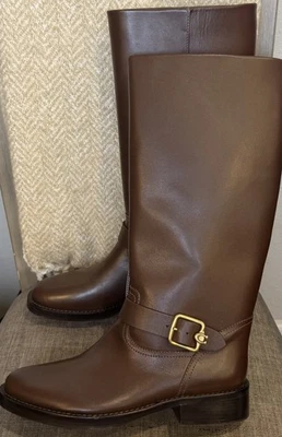 Botas Coach para mujer 10 Madeline marrón detalle de hebilla tacón alto PANTALLA Foto 1 de 4