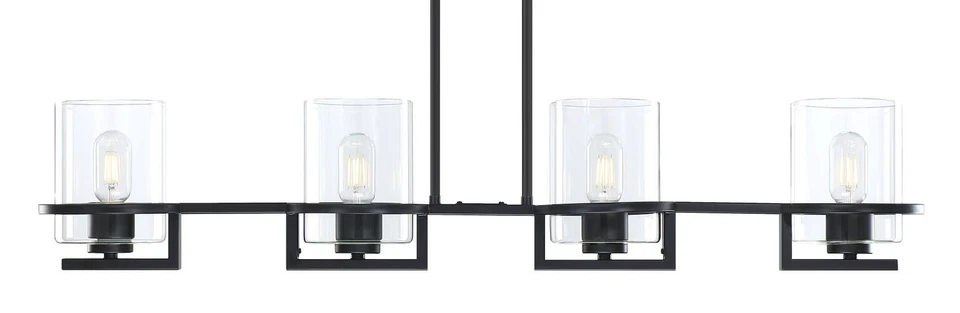Forte Lighting 2404-04 Halo 4 Light 40"W Linear Pendant - Black - Image 1 of 1