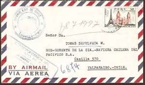2160 PERU NACH CHILE BRIEF 1958 KOSTENLOSE CHILENISCHE DIPLOMATENPOST TRUJILLO - VALPARAISO - Bild 1 von 2