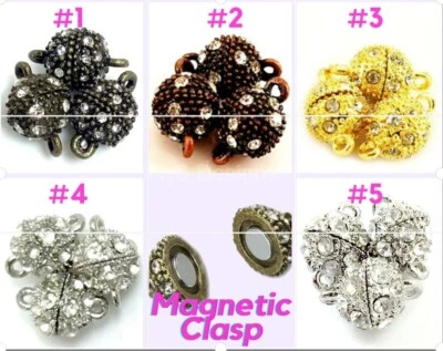 Cierre magnético fuerte 8 mm 10 mm estrás redondo plata oro cobre latón 3 piezas Foto 1 de 4