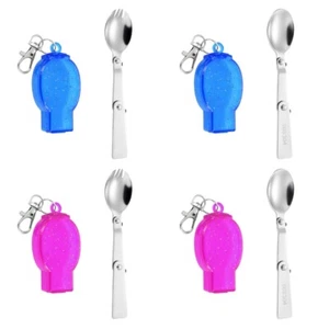 Folding Spoon Fork Sporks Pocket Tableware for Outdoor Hiking Picnic Barbecue - Picture 1 of 10