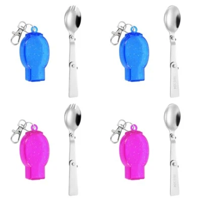 Folding Spoon Fork Sporks Pocket Tableware for Outdoor Hiking Picnic Barbecue - Image 1 of 4