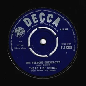 THE ROLLING STONES 19th Nervous Breakdown Vinyl Record Single 7 Inch Decca 1966 - Picture 1 of 2