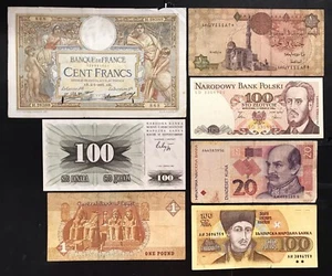 bosnia bulgaria croazia egitto francia polonia 7 banconote lotto 4758 - Foto 1 di 2