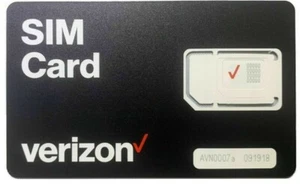 Carte SIM Verizon CONVIENT À TOUS LES TÉLÉPHONES Forfaits PRE/POST PAYANT triple coupe - Photo 1 sur 6